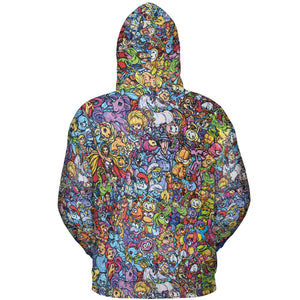 80s Throwback Cartoon Pattern All-over Print Hoodie