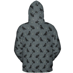 Cat and Raven Edgar Allan Poe Pattern All-over Print Hoodie