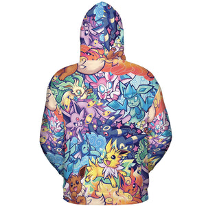 Evolutionary line of Eevee Pokemon All-over Print Hoodie