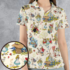 Alice In Wonderland Pattern AOP Men/Women Polo Shirt