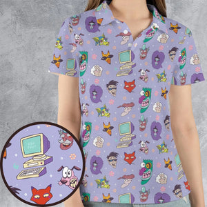Courage the Cowardly Dog Characters Pattern AOP Men/Women Polo Shirt