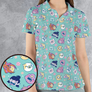 Adventure Time Floral Pattern AOP Men/Women Polo Shirt