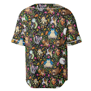 Floral Snorlax Bidoof Eevee Meloetta Pokemon Unisex Baseball Jersey