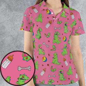 Rugrats Reptar Pattern AOP Men/Women Polo Shirt