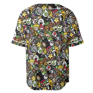 Super Mario Characters All In One Pattern Unisex Baseball Jersey