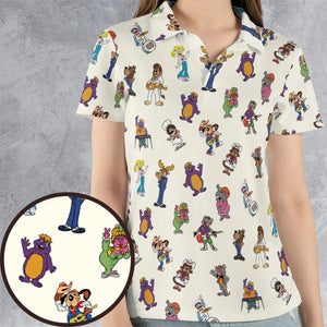 80s Pizza Time Theater Chuck E Cheese AOP Men/Women Polo Shirt