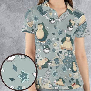 Summer Relax Snorlax Pokemon AOP Men/Women Polo Shirt