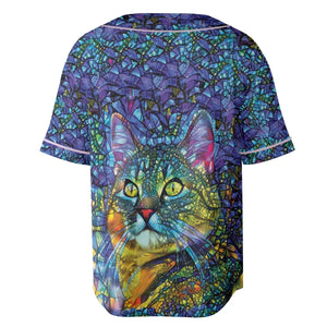 Cat Stained Glass Unisex Baseball Jersey