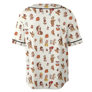 Famous Cartoon Characters in Brown Unisex Baseball Jersey