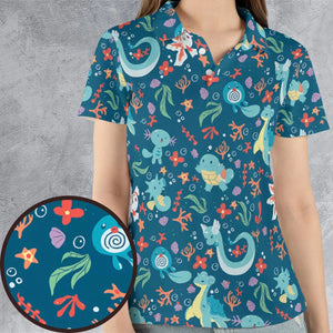 Water Pokemon Pattern AOP Men/Women Polo Shirt