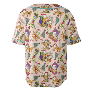 Garfield And Odie Christmas Sleigh Unisex Baseball Jersey
