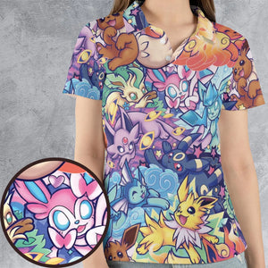 Evolutionary line of Eevee Pokemon AOP Men/Women Polo Shirt