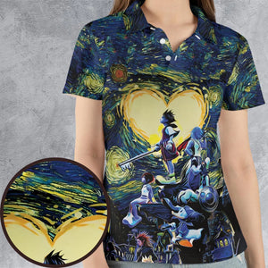 Kingdom Hearts Starry Night AOP Men/Women Polo Shirt