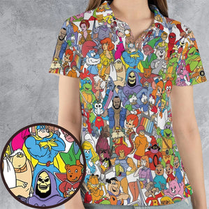 90s Cartoon Legends AOP Men/Women Polo Shirt