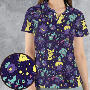 Gengar Ghost Pokemon Pattern AOP Men/Women Polo Shirt