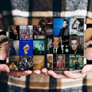 Robbie Williams Accent Mug Pop Icon Album Cover Collage Gift