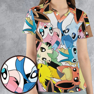 Cute Eevee Evolution Pokemon AOP Men/Women Polo Shirt