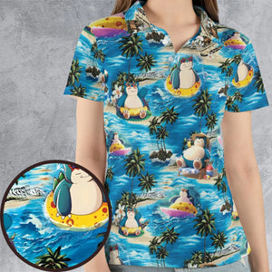 Snorlax Surfing Summer Vibes AOP Men/Women Polo Shirt