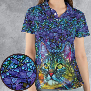 Cat Stained Glass AOP Men/Women Polo Shirt