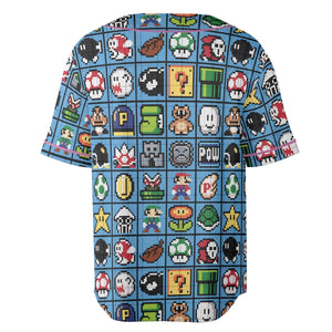 Mario Pixel Super Mario Pattern Unisex Baseball Jersey
