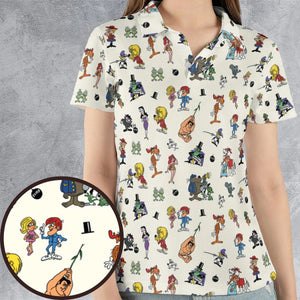 The Adventures of Rocky and Bullwinkle and Friends Characters Pattern AOP Men/Women Polo Shirt
