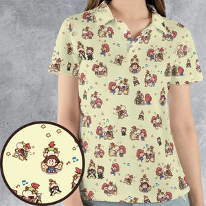 So Cute Bowser and Mario Pattern AOP Men/Women Polo Shirt