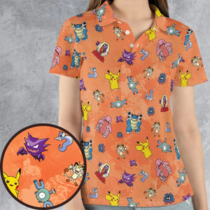 Pokemon Character Scatter AOP Men/Women Polo Shirt