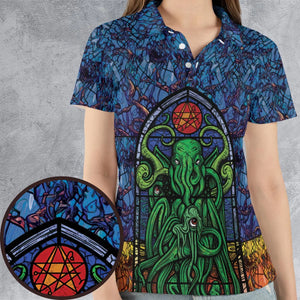 Stained Glass Cthulhu H.P Lovecraft AOP Men/Women Polo Shirt