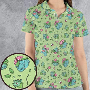 Venusaur Ivysaur and Bulbasaur Pokemon AOP Men/Women Polo Shirt