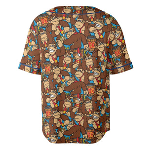Donkey Kong Pattern Unisex Baseball Jersey