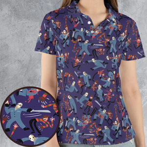 The Battle Freddy vs Jason Nightmare on Elm Street Friday the 13th AOP Men/Women Polo Shirt