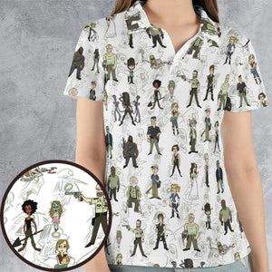 The Walking Dead Characters as Cartoons AOP Men/Women Polo Shirt