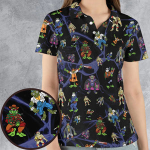 TMNT Universal Monsters And Sewer Slasher Toys AOP Men/Women Polo Shirt