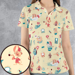 Ren and Stimpy Pattern AOP Men/Women Polo Shirt