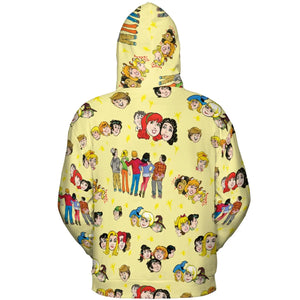Nostalgic Cartoons in Archie Style All-over Print Hoodie