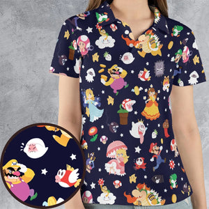 Mushroom Kingdom Super Mario AOP Men/Women Polo Shirt