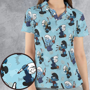 Horror Smurfs AOP Men/Women Polo Shirt