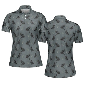 Cat and Raven Edgar Allan Poe Pattern AOP Men/Women Polo Shirt