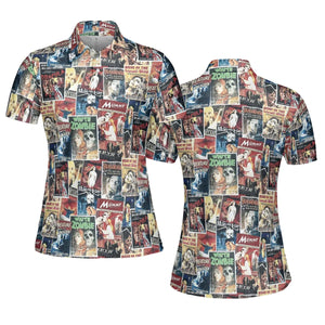 Pioneering '50s Classics Monster Hammer Horror Films AOP Men/Women Polo Shirt