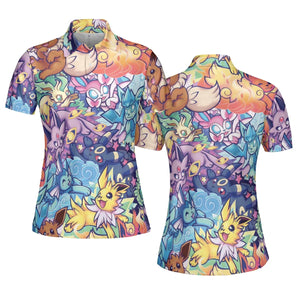 Evolutionary line of Eevee Pokemon AOP Men/Women Polo Shirt