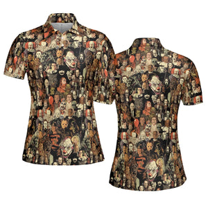 Horror Movie Characters Halloween Pattern AOP Men/Women Polo Shirt