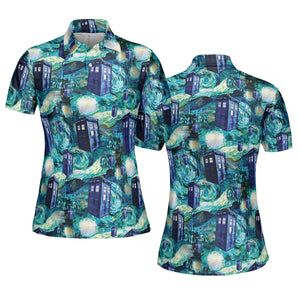 Tardis Starry Night Doctor Who AOP Men/Women Polo Shirt