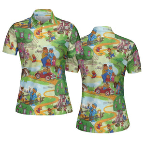 A Big Treehouse Berenstain Bears AOP Men/Women Polo Shirt