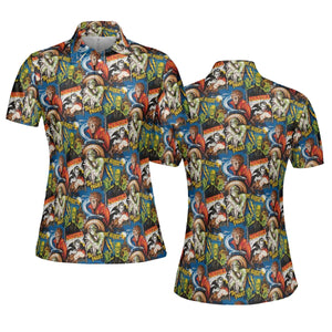 The Horror The Fright Dracula Frankenstein The Wolfman Monster Universal Pattern AOP Men/Women Polo Shirt