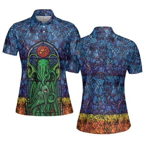 Stained Glass Cthulhu H.P Lovecraft AOP Men/Women Polo Shirt