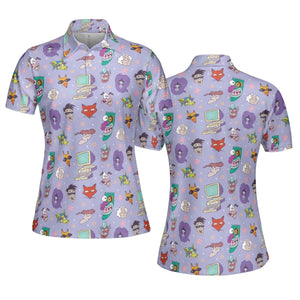 Courage the Cowardly Dog Characters Pattern AOP Men/Women Polo Shirt