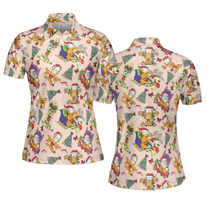 Garfield And Odie Christmas Sleigh AOP Men/Women Polo Shirt