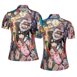 Gravity Falls Characters Pattern AOP Men/Women Polo Shirt