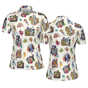 80s Famous Cartoon Characters Pattern AOP Men/Women Polo Shirt