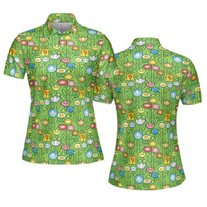 8bit Flower Garden Super Mario Pattern AOP Men/Women Polo Shirt